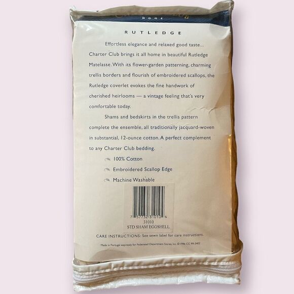Charter Club Rutledge Pillow Sham Vintage NOS - Picture 2 of 2